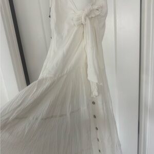 Free People White Maxi Dress with Button Details